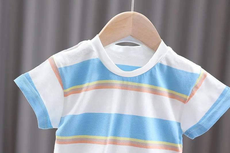 New Summer Baby Girl Clothes Suit Children Boys Striped T-Shirt Shorts 2Pcs/Sets Toddler Clothing Infant Costume Kids Tracksuits