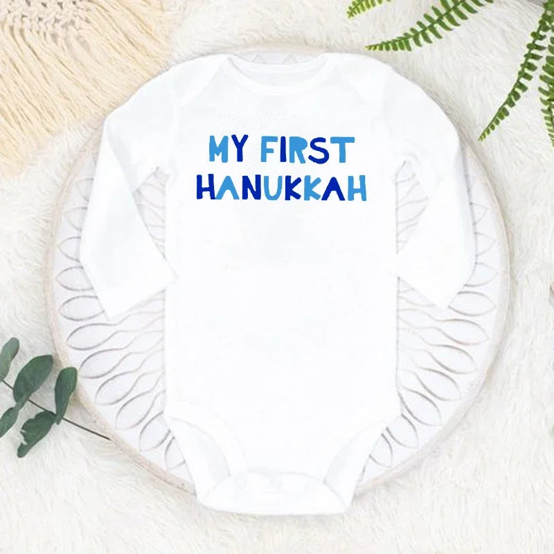 My 1st Hanukkah Chanukah Newborn Bodysuits Happy Hanukkah Baby Rompers Infant Body Long Sleeve Jumpsuit Clothes