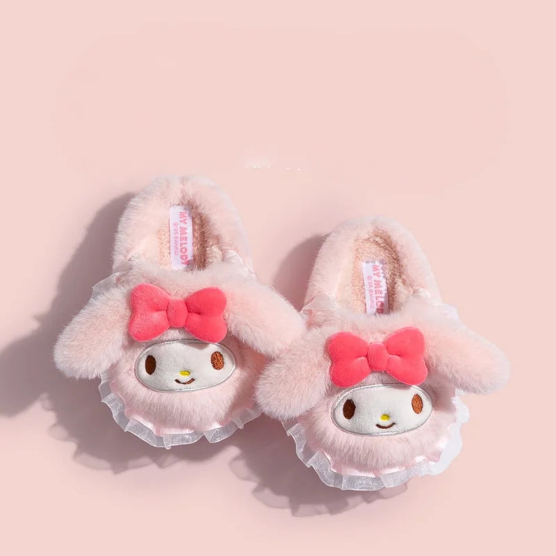 Kids' Slippers House Shoes Cartoon Cotton Winter Shoes For Girls Warm Anti-slip Soft Bottom Purple Pink Shoes Size 14cm-24cm