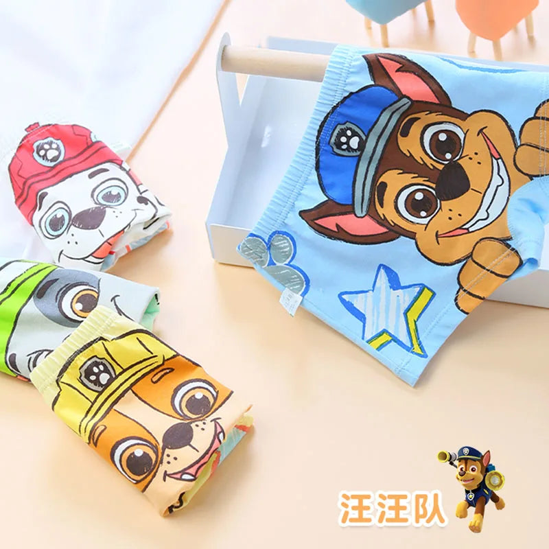 100% Genuine Paw Patrol 4PCS/LOT Cotton Boxers Panties Cartoon Printed Kids Underwear Children's Underpants Shorts Panties 2-8Y