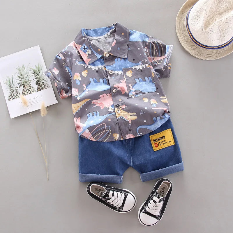 New Summer Baby Boys Clothes Suit Children Cartoon Shirt Shorts 2Pcs/Sets Infant Outfits Toddler Casual Costume Kids Tracksuits