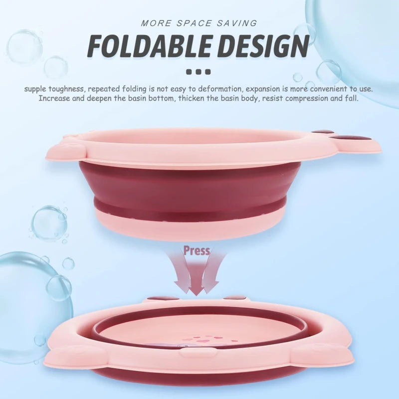 Collapsible Wash Basin for Kids Baby Wash Basin Dish Tub Portable Baby Bottle Wash Basin for Toddlers for Travel Home Outdoor