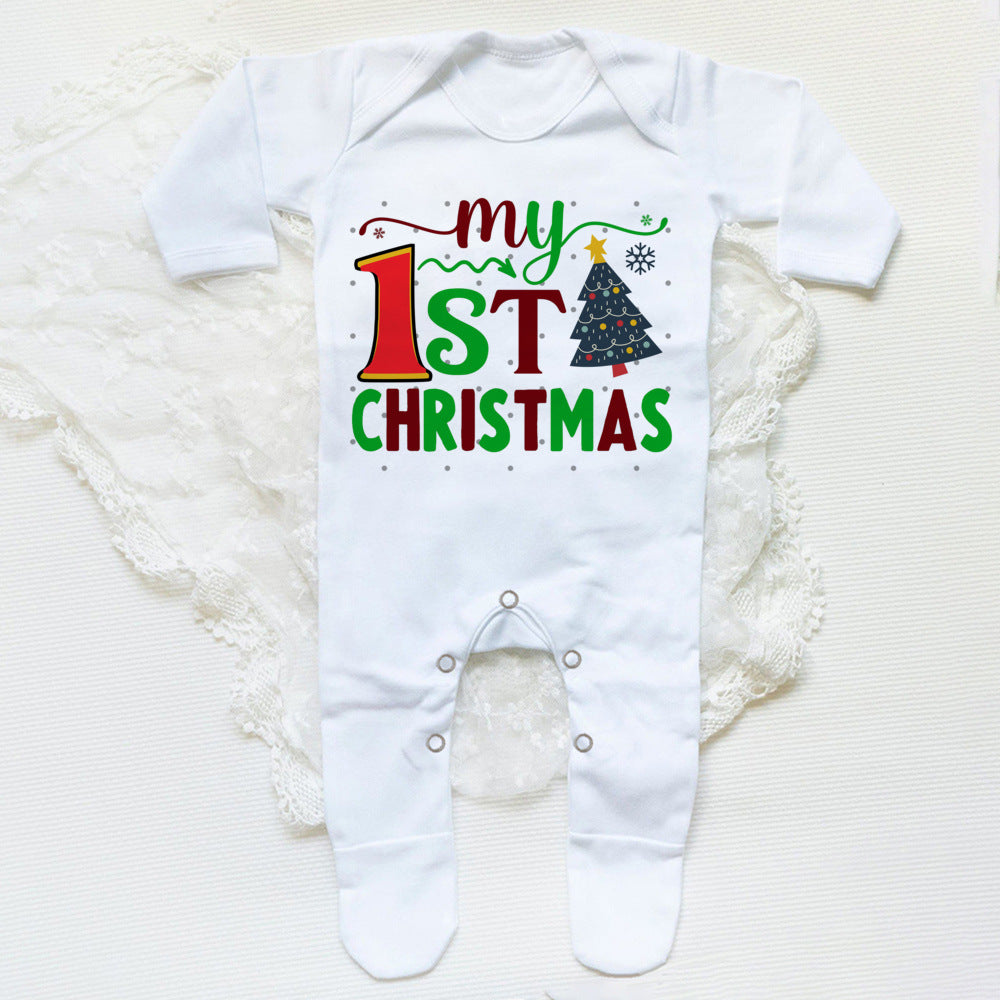 First Christmas Print Baby Sleepsuit Xmas Babygrow Sleepsuit Infant Christmas Gift Boys Girls Clothes Baby Coming Home Outfits