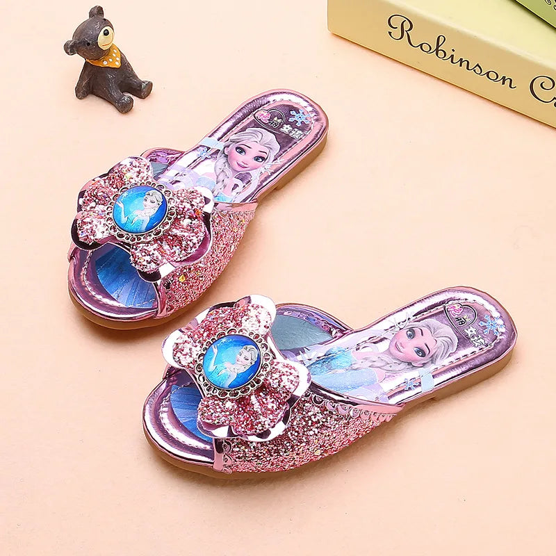 Disney Girls' Sandals Slippers Summer Party Shoes Soft Soled Baby Shoes Frozen Elsa Princess Outdoor Children's Slippers