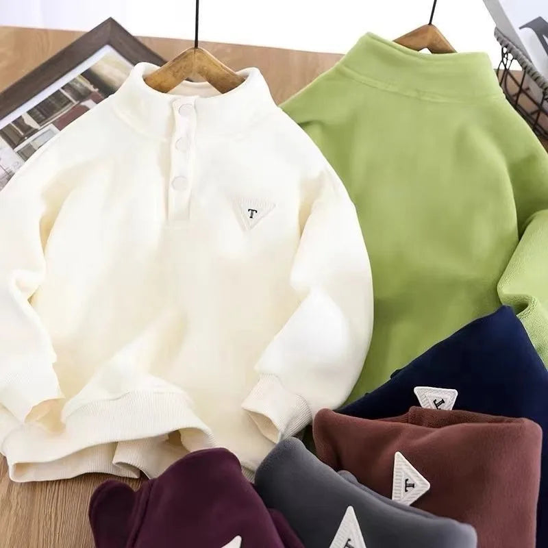 High-Quality Winter Kids' Double-Sided Fleece Lined & Thickened School Uniform Must-Have Mid-Big Size Sweatshirt