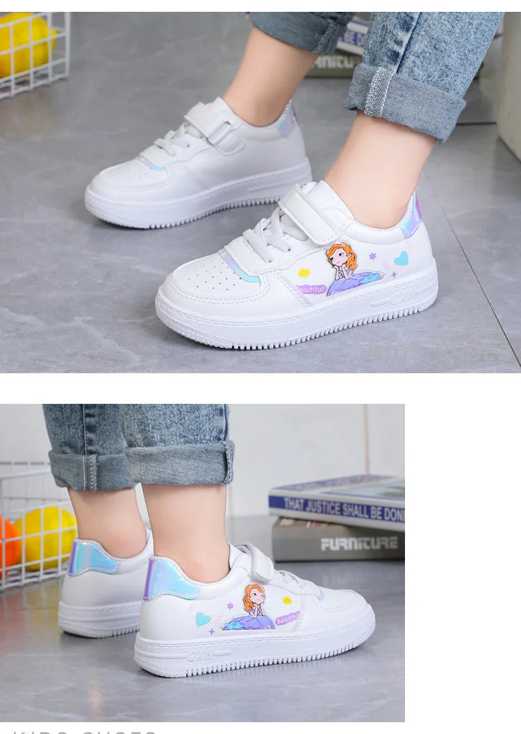 Disney Ariel Princess Kids Tennis Sneakers Children Running Girls Sport Shoes Pink White Breathable Hook Loop Boy Child Sneakers