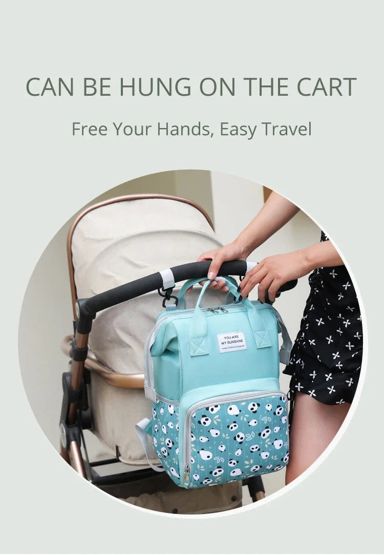 Mommy Bag Multifunctional Waterproof Insulated Backpack Large Capacity Maternity Travel Changing Bag Stroller Strap Schoolbag