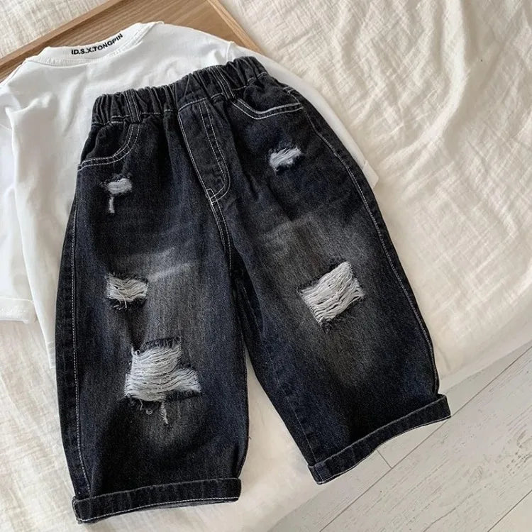 Boys' Trendy Jeans 2025 Spring Autumn Kids Casual Long Pants, Versatile & Stylish Children's Denim Wear for Ages 6-12