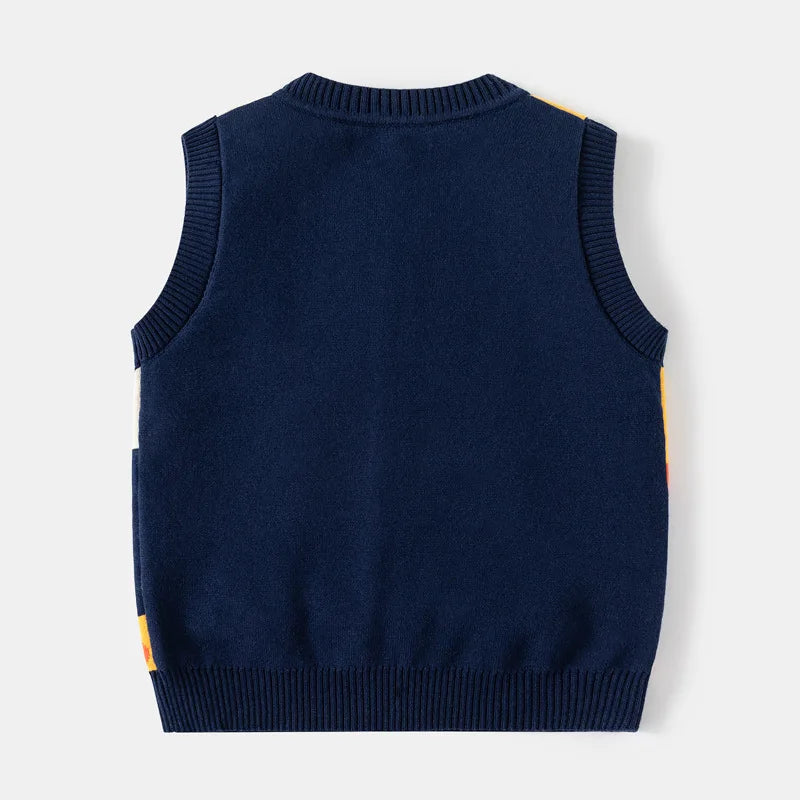 Autumn Spring Boy Girl Sweater Rocket Giraffe Cardigan Stitch Kid Clothing Sleeveless Buttons Baby Costume 2-6Y Children Sweater