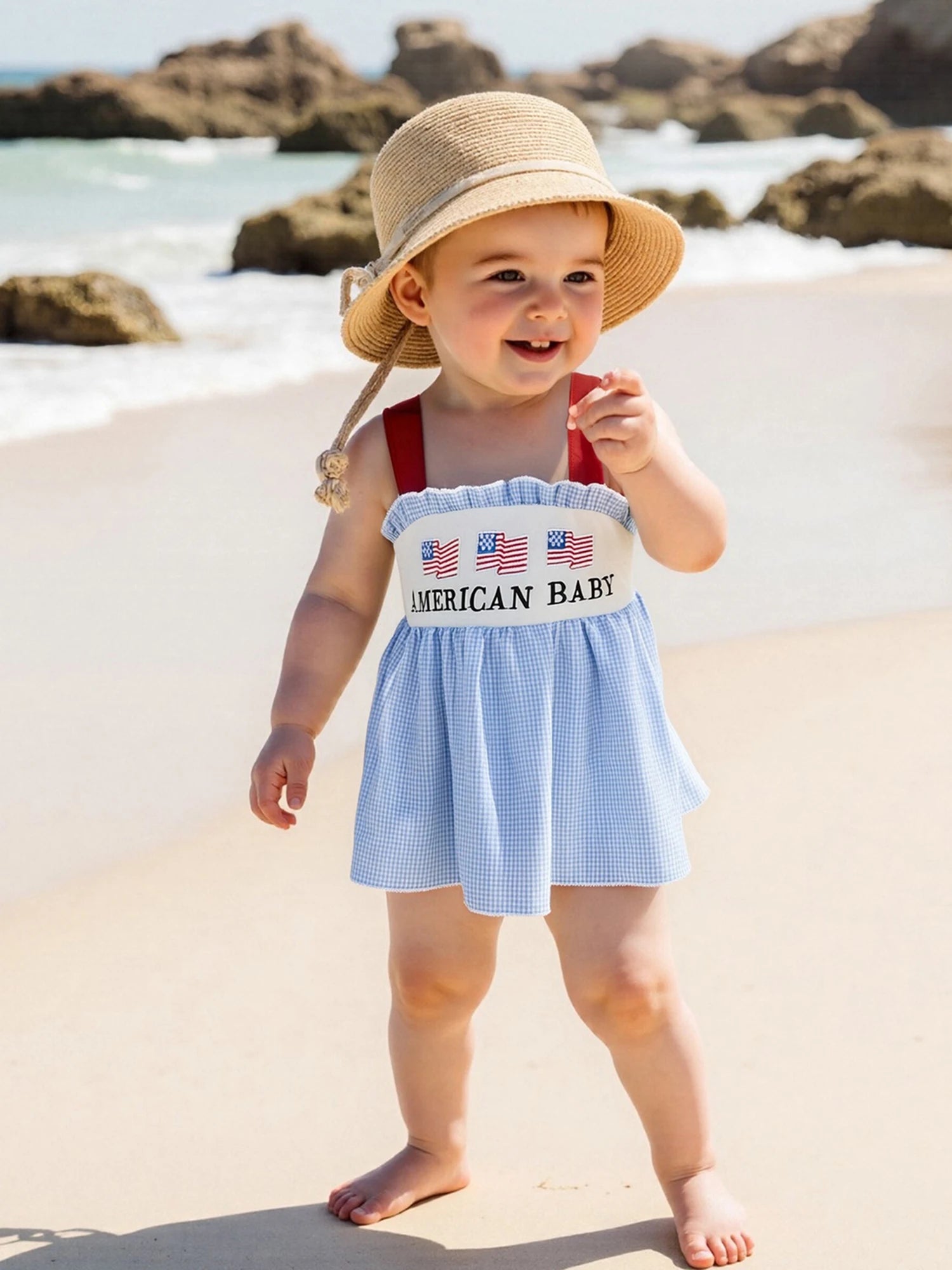 Independence Day Toddler Girl Clothing Set American Flag Print Sleeveless Tank Top and Shorts Outfit for 4th of July