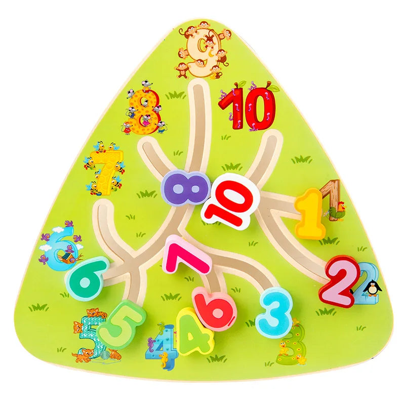Board Game Toddlers Toy Walking Maze Wooden Chess Board Wooden Fruit Maze Board Movable Maze Board Wood Board Taste Game