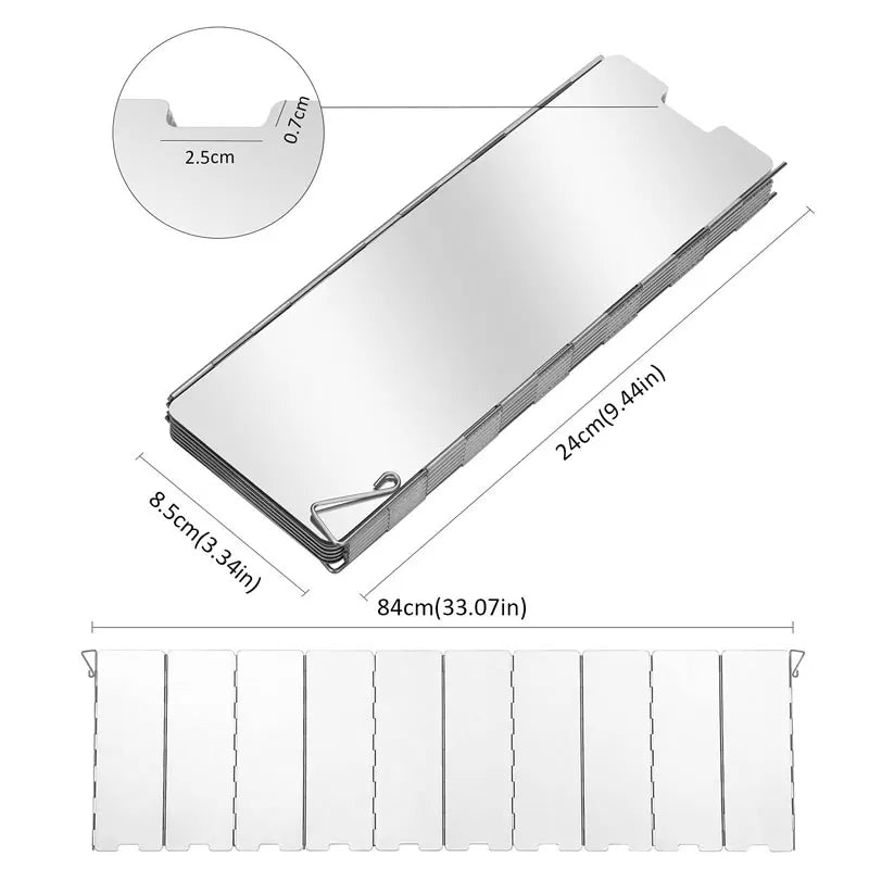 Foldable 10 Plates Stove Wind Shield,Camping Aluminum Stove Windshield with Drawstring Bag,for Camping,Butane Stoves(10 Plates)