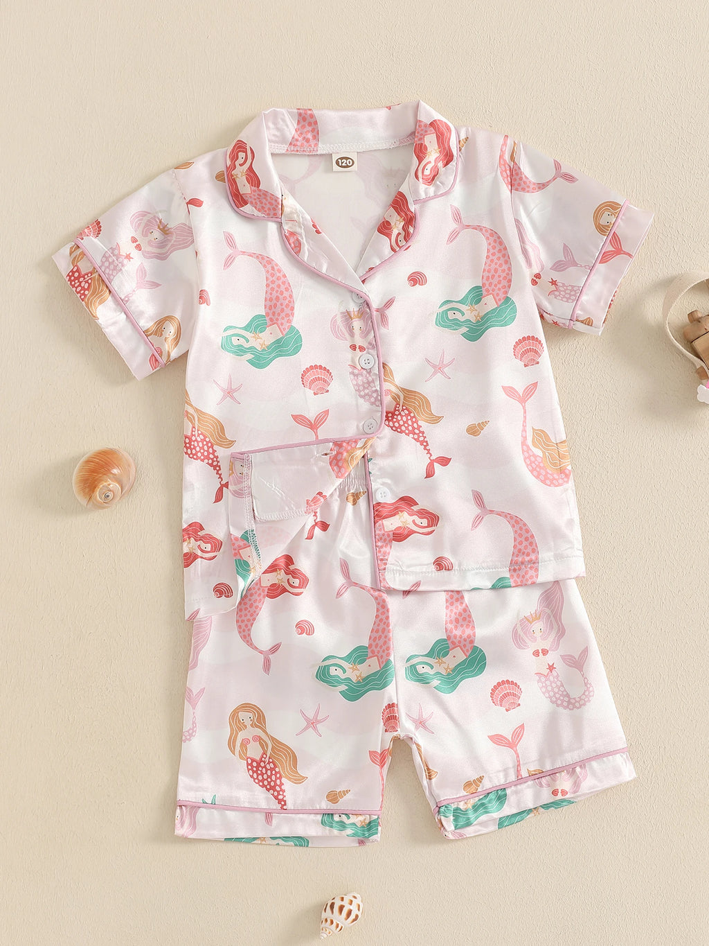 Girls Pajamas Set with Cute Unicorn Print and Matching Elastic Shorts for Comfortable Loungewear and Sleepwear