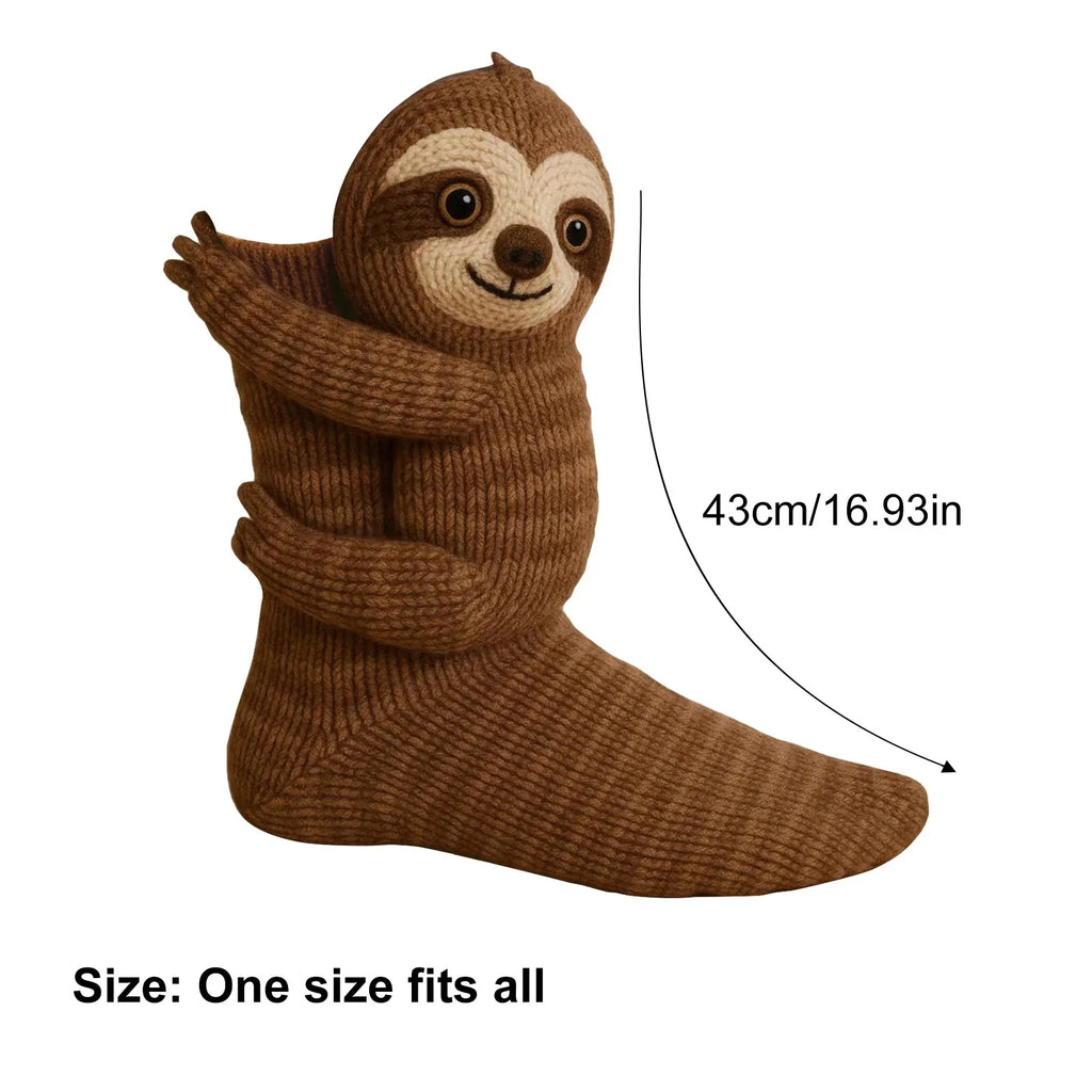  3D Knitted Cute Animal Floor Socks New Fun Novelty Handmade Crocheted Warm Socks Cubic Sloth sloth Creative Children's Gifts