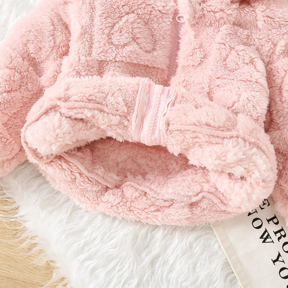 (6 Months -3 Years Old) New Pink Hooded Baby Girl Long Sleeved Coat, Windproof And Warm Children'S Clothing For Spring And Autum