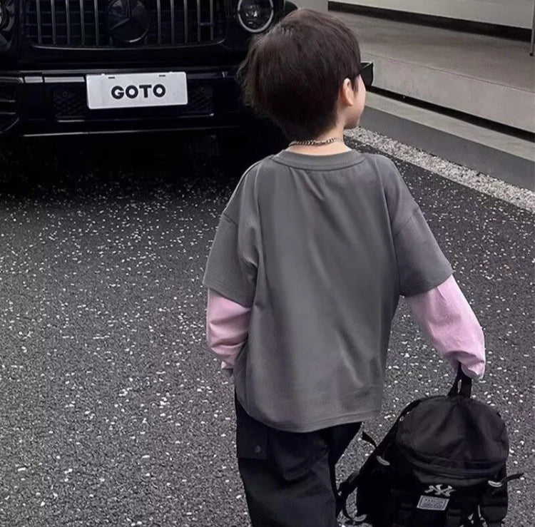 Fake Two Pieces Child Clothes 3 Years Children's Clothing Boys Kids 7 14 T-shirt Boy Tee Elementary Student Men's Graphic Shirts