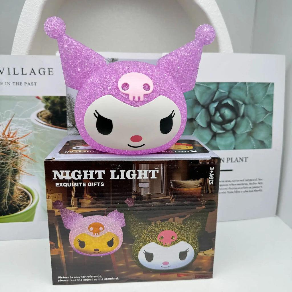 Disney Stitch Particle Projection Night Light Cartoon Hello Kitty Kuromi 3D Doll Reading Lamp Creative Desk Lamp Kids Gifts