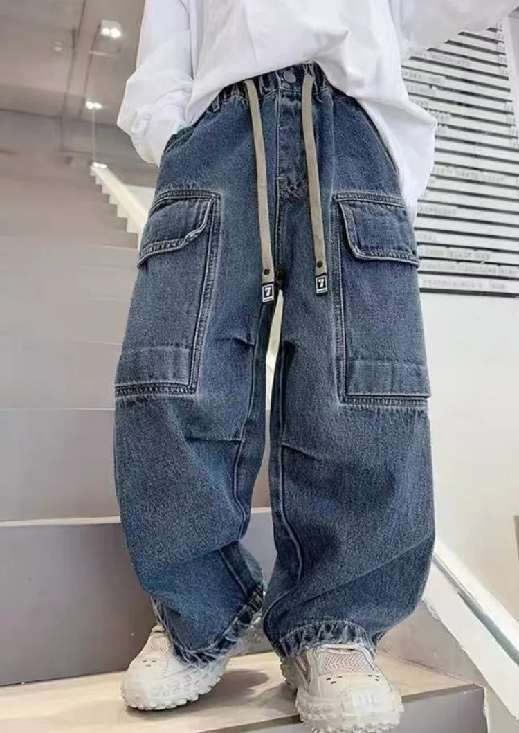 Boys Workwear Jeans Thin Spring 2025 New Style Casual Cargo Pants for Kids 3-8 Years Old