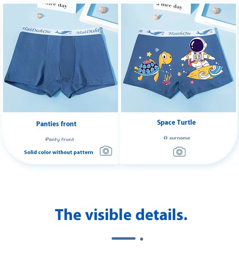 Boys Cotton Boxer Shorts 4PCS Not Pinch the Butt Boy Cotton Thin Section Flat Shorts Baby Underpants Children's Bottoms