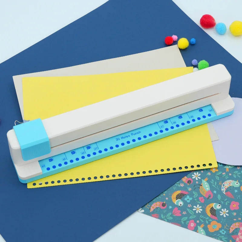 30 Hole Punch A4 B5 A5 B6 A6 B7 A7 Loose Leaf Notebook Planner Paper Hand Push Perforated Puncher School Stationery Supplies