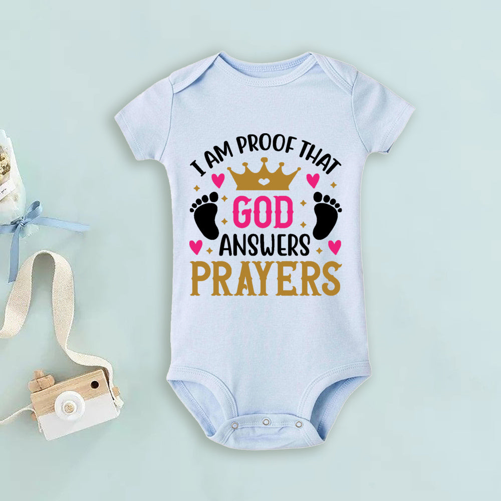 Proof That God Answers Prayers Baby Bodysuit Little Answered Prayer Romper Baby Announcement Bodysuits Newbron Shower Gift