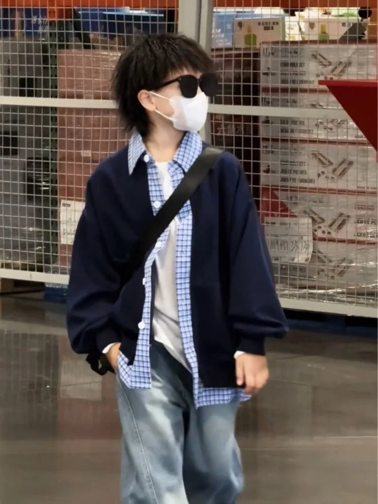 Autumn Boys 2 in 1 Loose Oversized Coat Layerable Cardigan Streetwear Essential Stylish Unisex