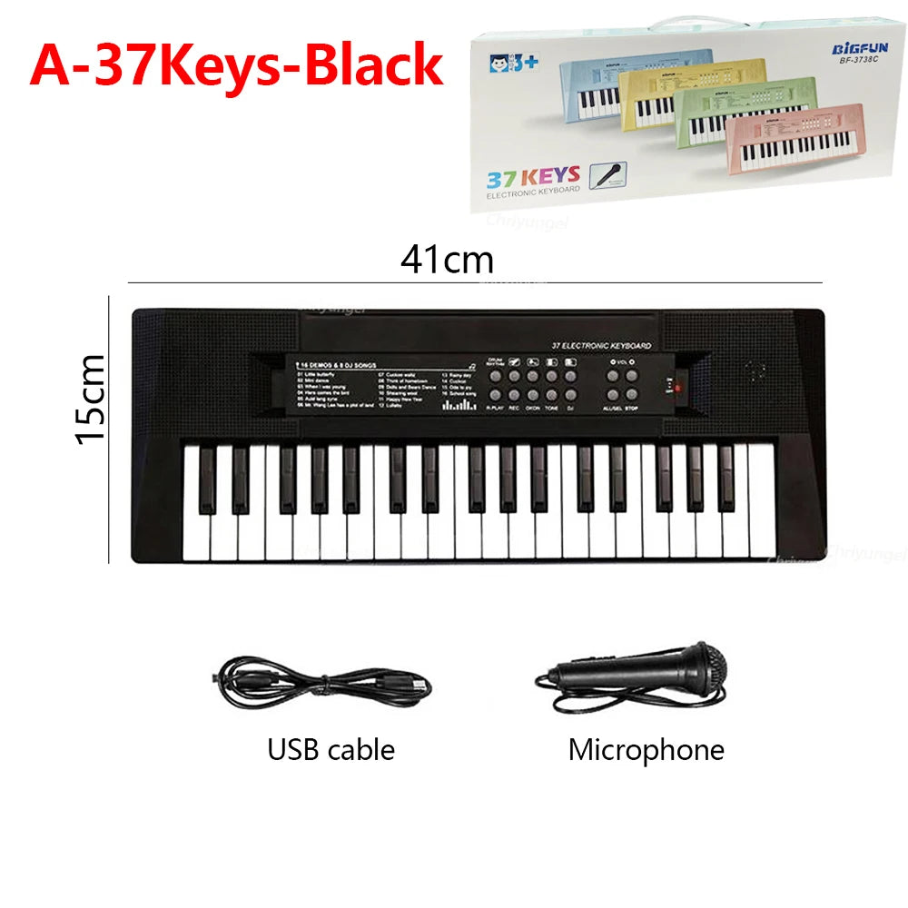 37 Keys Kids Electronic Piano with Microphone Educational Toys Musical Instrument for Kids Toddlers Boys Girls Birthday Gift
