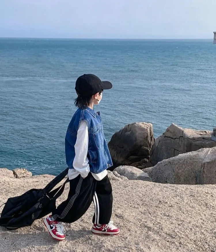 2025 New Boys Denim Vest Sleeveless Toddler Boys Spring Autumn Stylish Kids Jacket