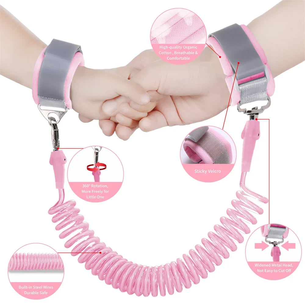 Toddlers Leash Anti Lost Wrist Link Child Kids Safety Harness Kids Walking Wristband Assistant Strap Belt for Girl Pink Gift