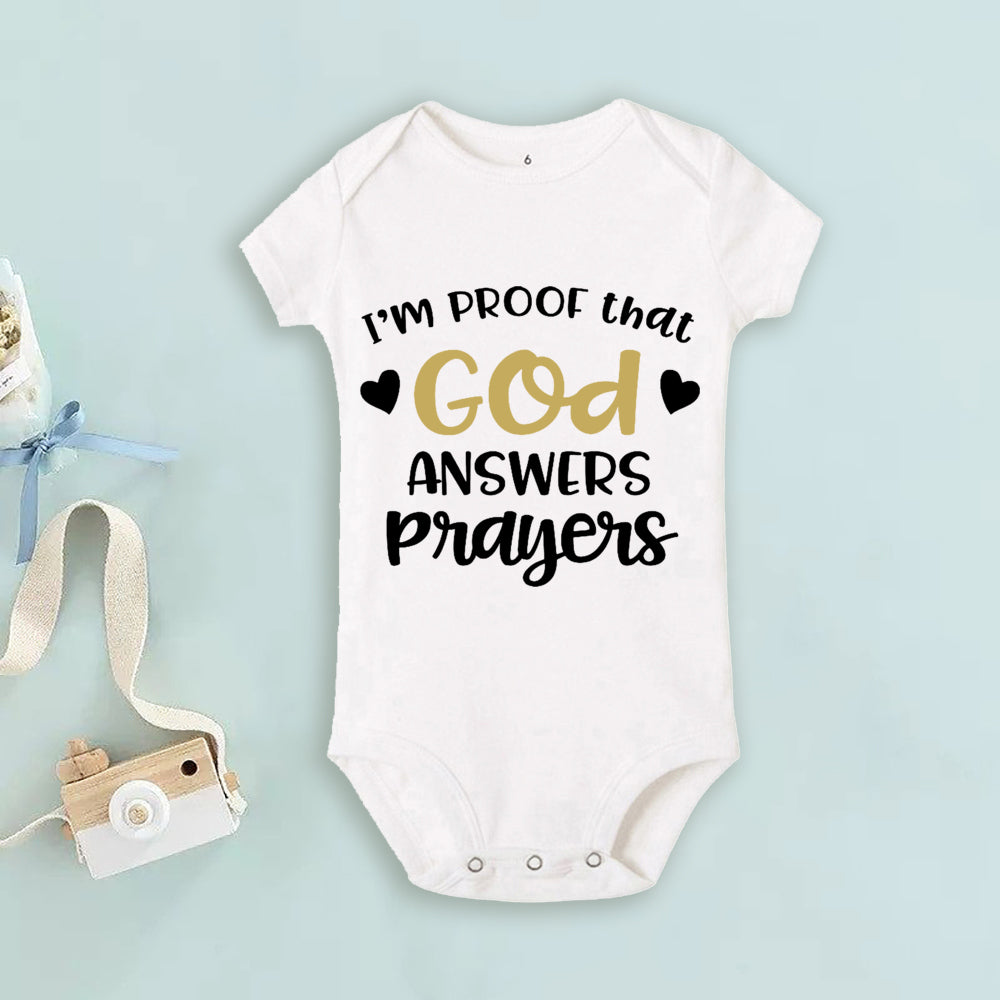 Proof That God Answers Prayers Baby Bodysuit Little Answered Prayer Romper Baby Announcement Bodysuits Newbron Shower Gift