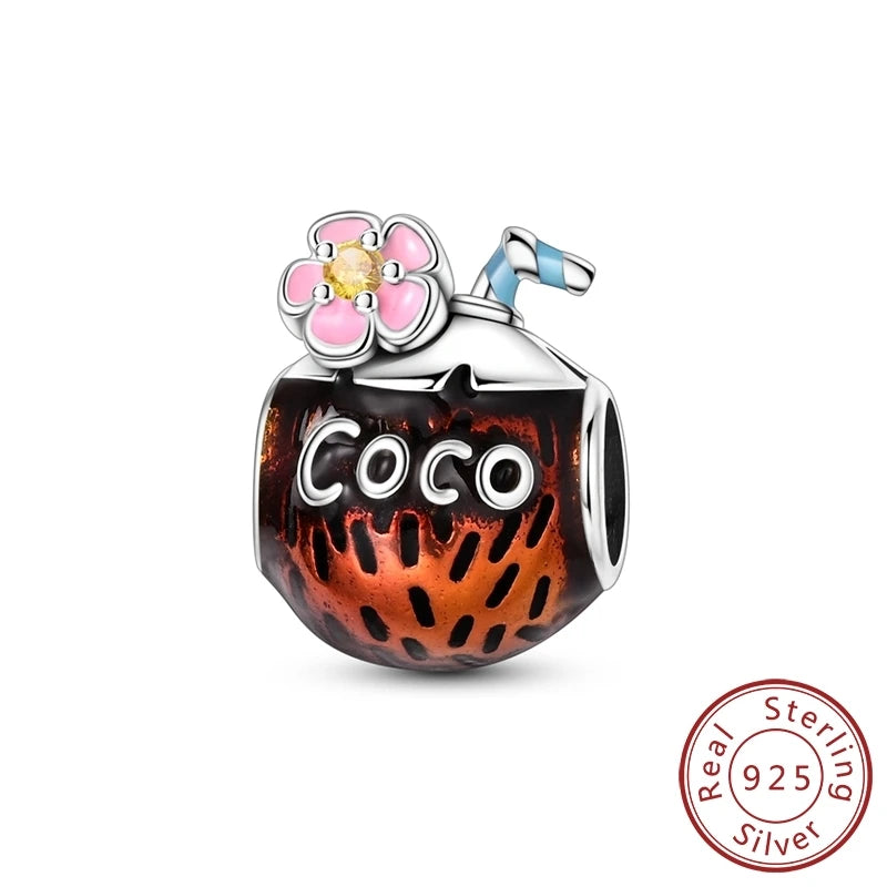 925 Sterling Silver Charms Firefly Cat Dog Coconut Charms Beads Pendant Fit Original Pendant Bracelet DIY Fine Jewelry For Women