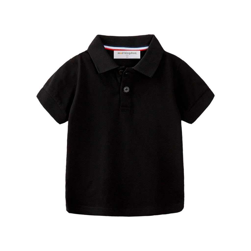 Mudkingdom Boys Pique Polo Shirts Plain Solid Short Sleeve Uniform T-shirts  Collared Cotton Tops for Children School Clothes