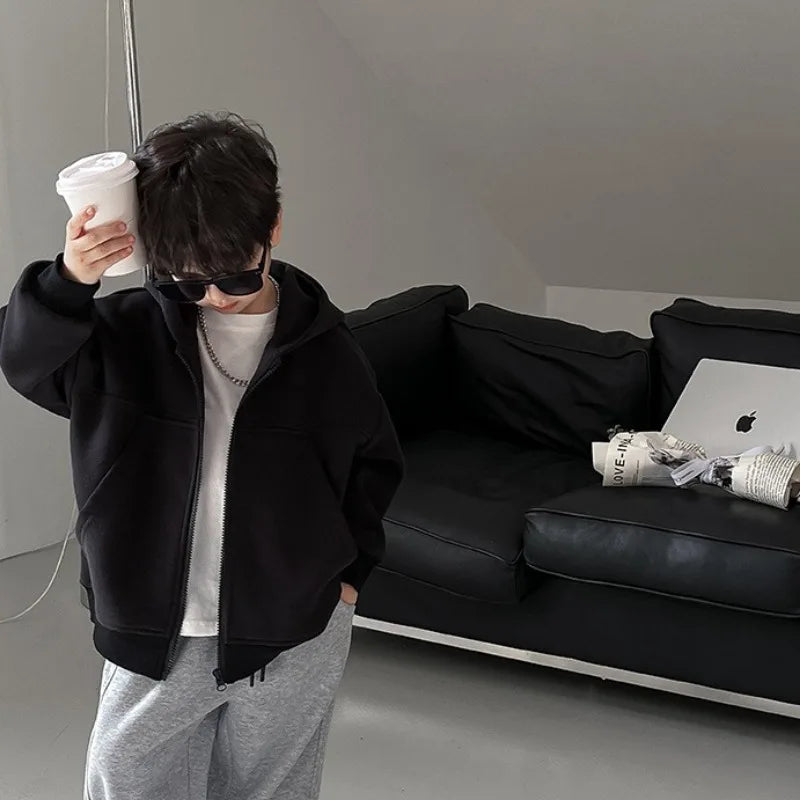 2025 New Boys' Toddler Autumn Spring Stylish Fashionable Hooded Hoodie Jacket - Cute Baby Kids Outerwear Top