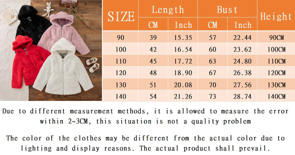 Winter New Solid Color Long Sleeved Baby Girl Coat, Thick And Warm Children'S Clothing Suitable For Babies Of 90-140 Height