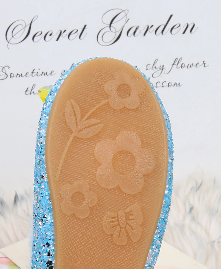 Disney Girls' Plush Slippers Frozen Cute Children's Princess Elsa Winter Cotton Slippers Baby Snow Home Pink Blue Shoes Size 23