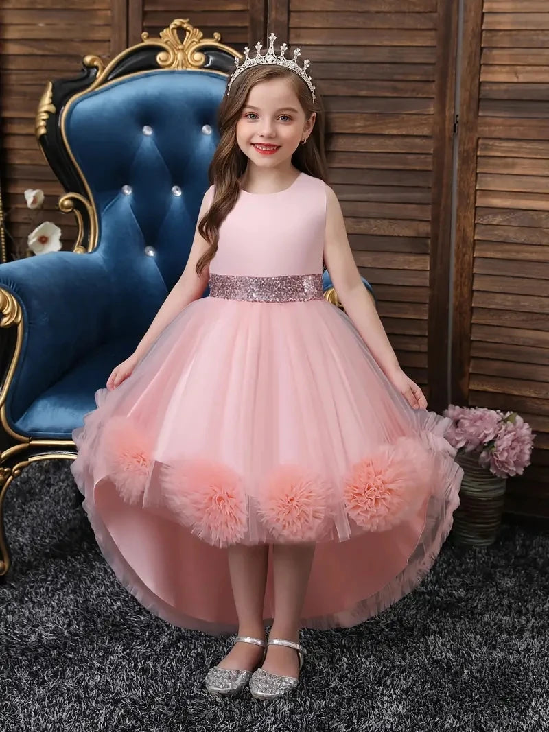 Girls Princess Dress Sleeveless Sequin Mesh Tutu Dress Performance Dress Wedding Flower Girls Dress For Evening Birthday #2038