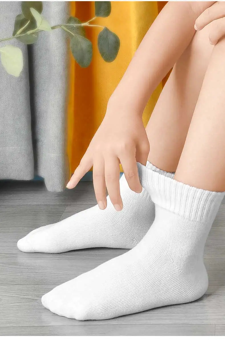 MIPP brand student antibacterial mid tube socks, all cotton anti odor pure white, sports school children, boys and girls