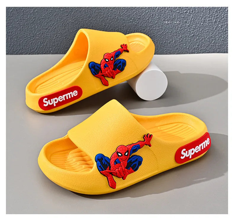 Disney Children Home Slippers Kids Cartoon Spiderman Boys Girls Soft Sole Shoes Anti-Slip Beach Slippers Size 24-45