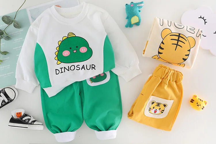 New Spring Autumn Baby Clothes Children Boys Girls Cartoon T-Shirt Pants 2Pcs/Sets Toddler Casual Costume Infant Kids Tracksuits