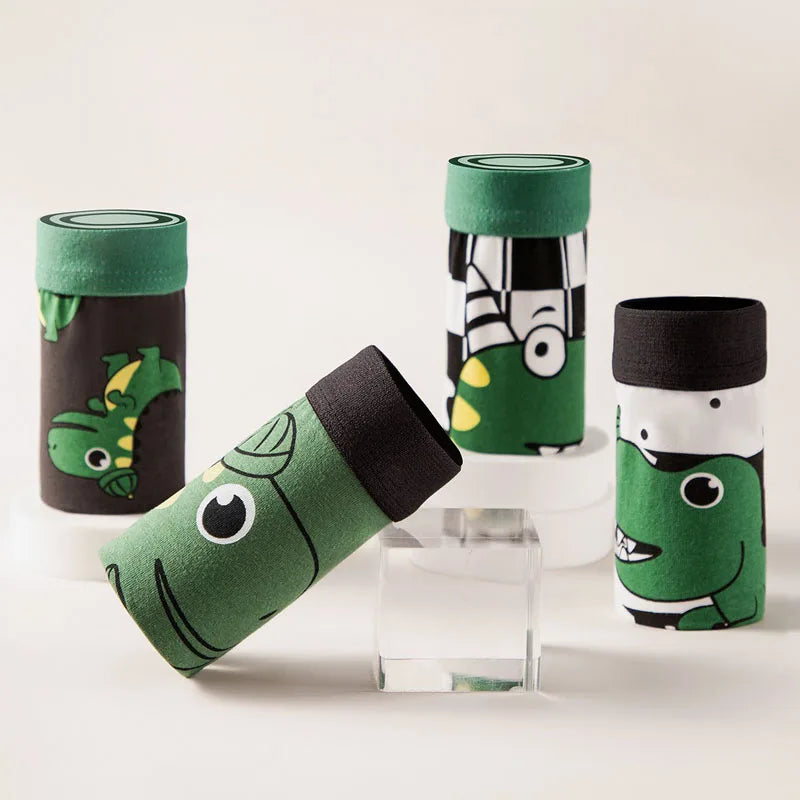 4/8 Pieces Dinosaur Pattern Printed Boys Boxer Briefs High Quality Cotton Kids Boxers Breathable Children Underwear For 3-12T