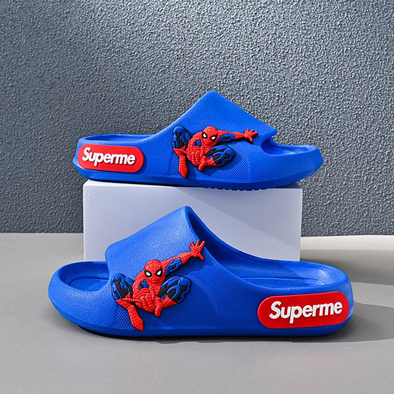 Disney Children Home Slippers Kids Cartoon Spiderman Boys Girls Soft Sole Shoes Anti-Slip Beach Slippers Size 24-45