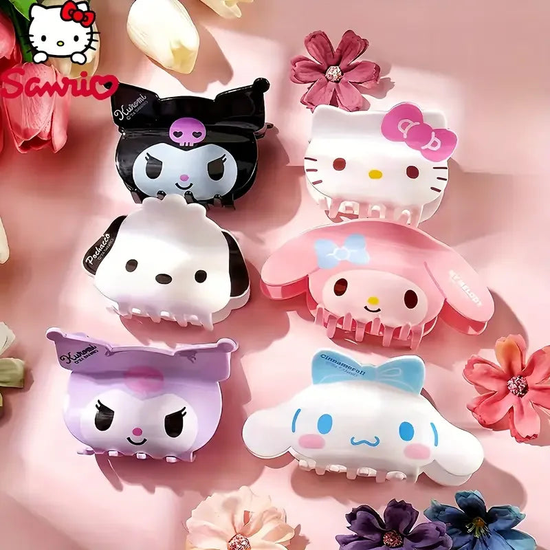 1pc/6pcs Sanrio Cute Cartoon Hair Clip Pink Accessory Claw Adorable Hair Clip Perfect Gift for Family Members New Collection