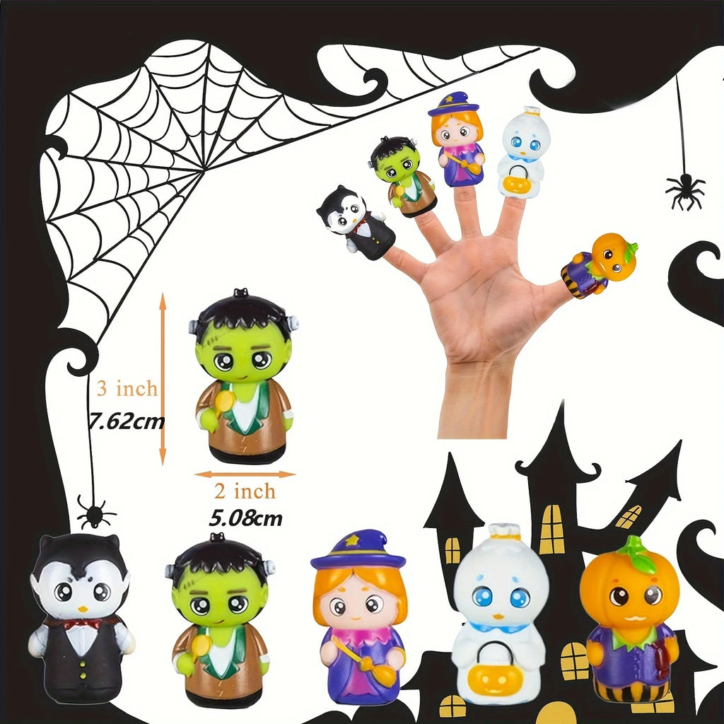 Halloween Finger Puppets Ghost Vampire Witch Pumpkin Frankenstein Characters Finger Puppets Set for Party Favors Pretend Play