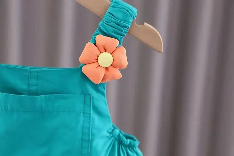 New Summer Baby Clothes Suit Children Girls Cute Short Sleeved T-Shirt Overalls 2Pcs/Sets Toddler Casual Costume Kids Tracksuits