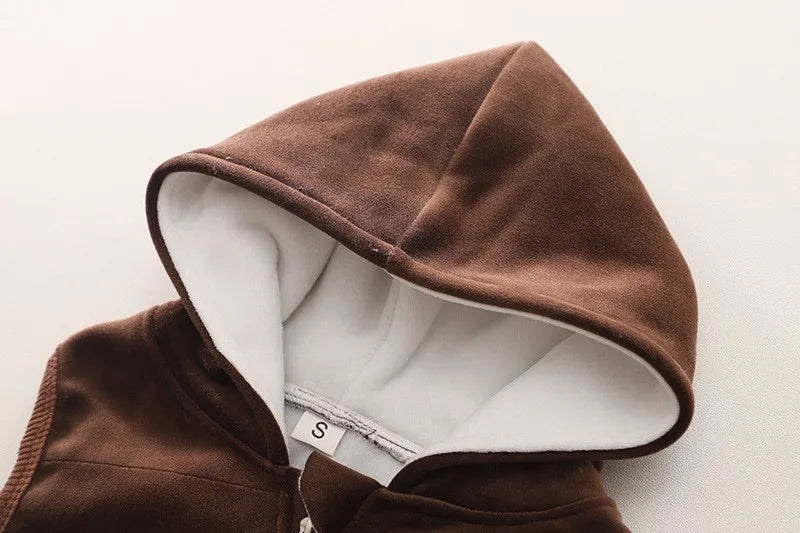 Baby Boys Clothing Set Autumn Winter Cartoon Lion Fleece Thick Hooded Jacket Coat Pants 3Pc Suit for 1-4 Years Kids Warm Outfits