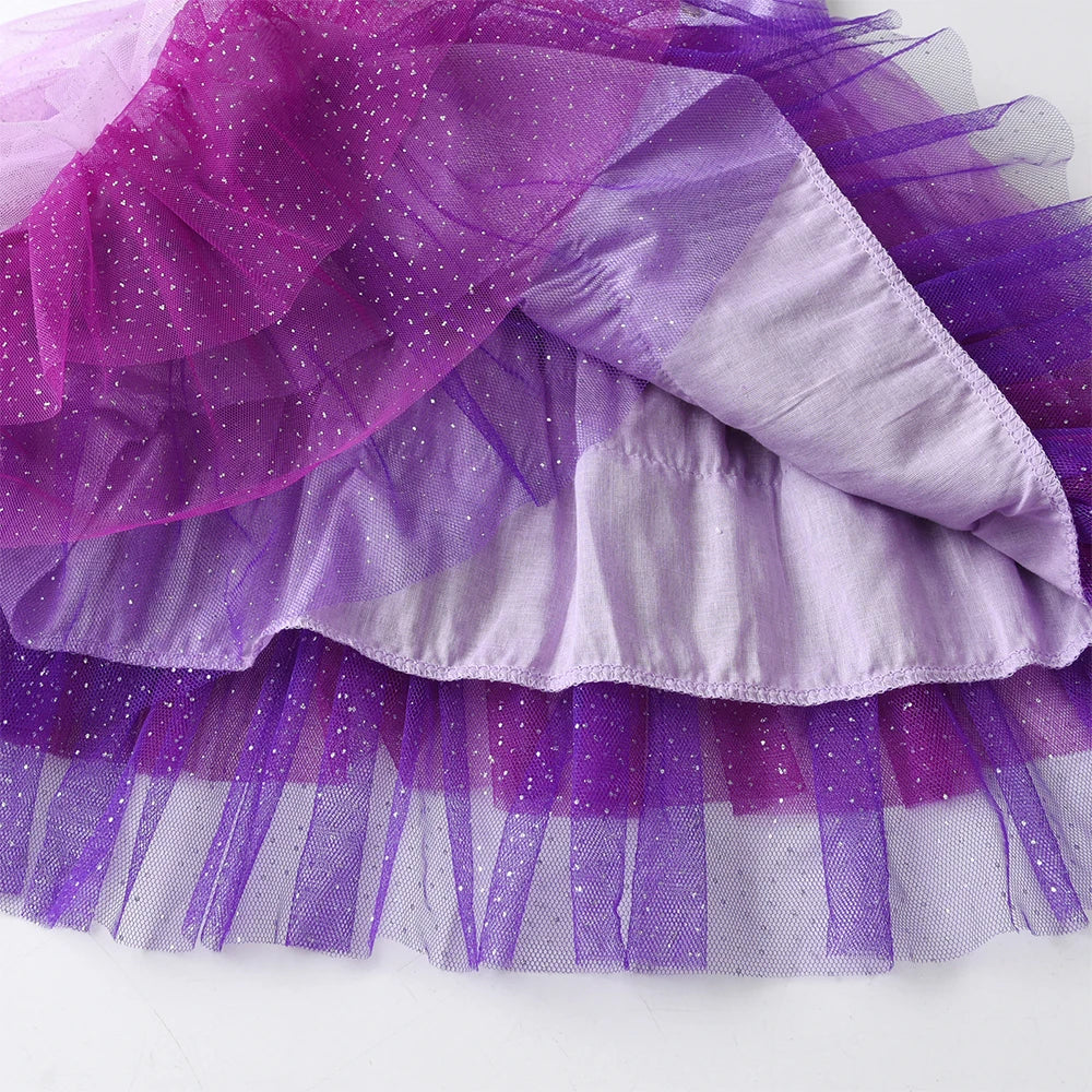 VIKITA Kids Sleeveless Dress Sequin Unicorn Rainbow Party Dress Layer Girls Tutu Dress Children Summer Casual Wear Kids Vestidos