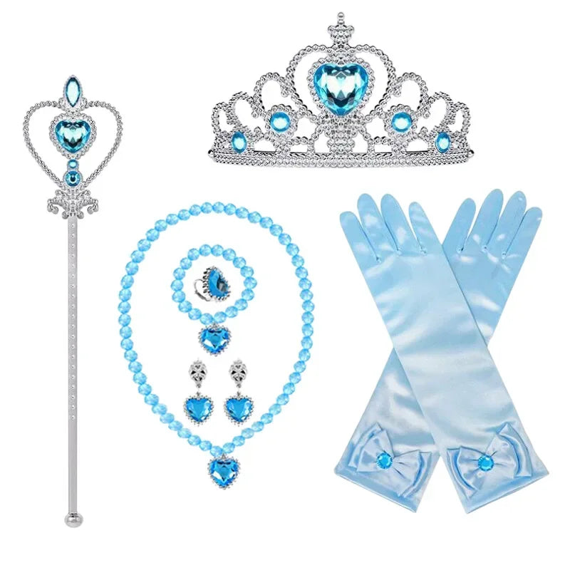 Disney Kids Girls Cosplay Frozen Elsa Anna Princess Dress Girl Mesh Ball Gown Carnival Birthday Clothes Snow Queen Elsa Costume