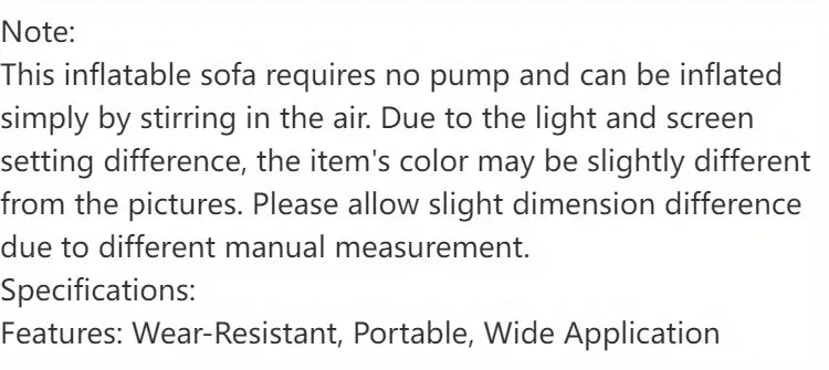 Inflatable Lounger Air Couch for Beach Chair Camping Chairs with Travel Bag & Pockets Portable Outdoor Camping Accessories