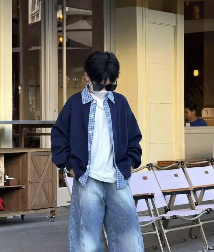 Autumn Boys 2 in 1 Loose Oversized Coat Layerable Cardigan Streetwear Essential Stylish Unisex