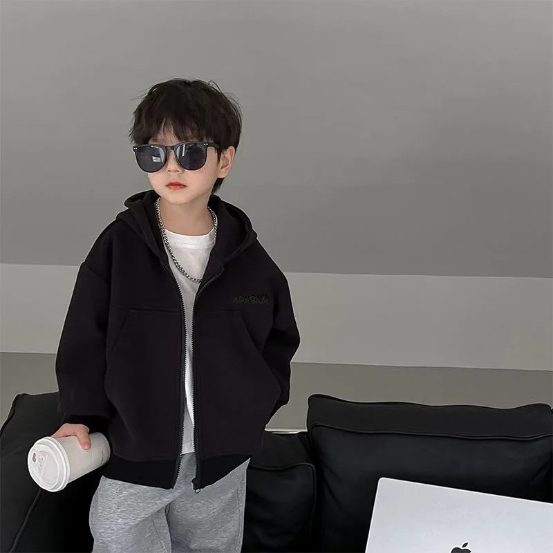 2025 New Boys' Toddler Autumn Spring Stylish Fashionable Hooded Hoodie Jacket - Cute Baby Kids Outerwear Top